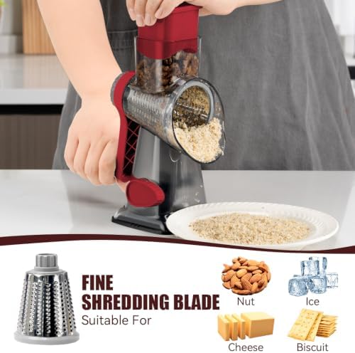 KEOUKE Rotary Cheese Grater, Hand Crank Shredder Slicer - Image 3
