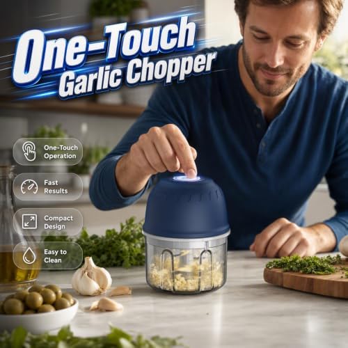 Electric Garlic Chopper, Mini Food Processor, Mix-2pc - Image 2