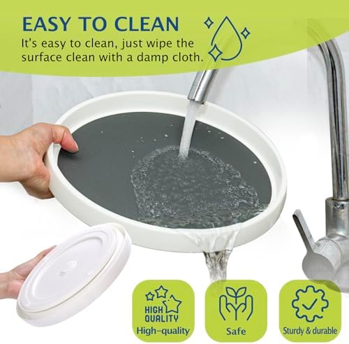 Lazy Susan Turntable, Set of 4, 10 Inch Non-Skid Lazy Susan Organizer for Cabinet, Pantry Organization, Kitchen Storage, Bathroom Sink Cabinet, Refrigerator, Countertop, Spice Rack (4 Pack 10 in)