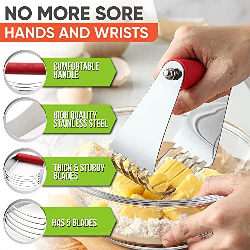 Spring Chef Large Dough Blender For Baking - Durable Pastry Blender - Red - Image 3