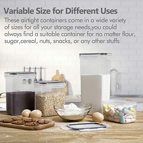 Airtight Food Storage Containers Set, 14 PCS Kitchen Storage Containers with Lids for Flour, Sugar and Cereal, Plastic Dry Food Canisters for Pantry Organization and Storage