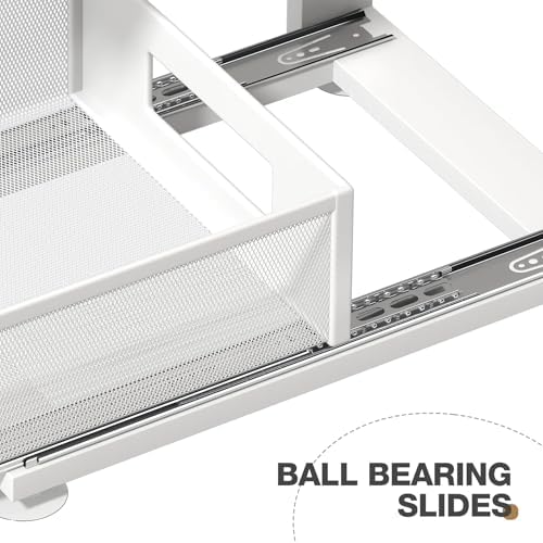 2 Pack Under Sink Organizer With Next-Gen Ball-Bearing Slides,2-Tier Pull Out Cabinet Storage,Height Adjustable Drawer Shelf for Bathroom,Kitchen,Laundry,Cabinet,Pantry(Patent Pending)