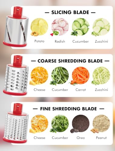 GDL Cheese Grater Hand Crank, Rotary Cheese shredder, Vegetable Slicer - Image 3