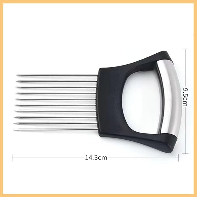 Onion Holder for Slicing, Stainless Steel Onion Slicer and Chopper, Lemon Slicer Vegetable Cutter Kitchen Tool, Food Slicing Assistant for Meat, Tomato, Potato, Lemon (1 Pack)