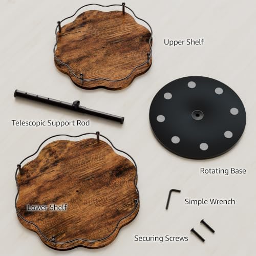 2 Tier Lazy Susan Organizer Wooden Spice Turntable Holder for Cabinet,Table