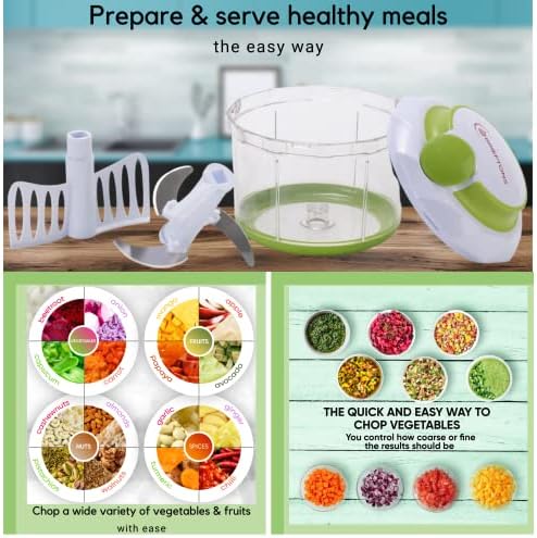 QuickPull Manual Food Chopper, 4-Cup Hand Pull Vegetable Chopper