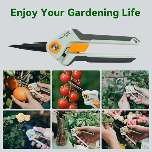 Garden Scissors Pruning Shears Sharp Stainless Steel Non-Stick Teflon Coating Blade for Precise Cuts Garden Snip Bonsai Clippers for Plants Rose Flower