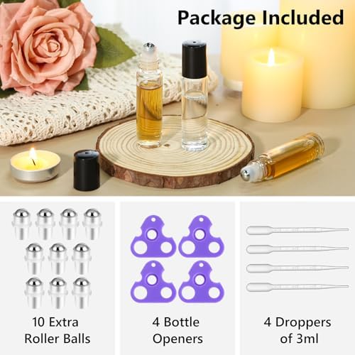 KEYWING 10ml Clear Glass Roller Rottles for Essential Oils, 54 Pack - Image 2