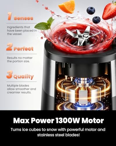 GDOR Blender for Kitchen, 1300W Glass Blender with 6 Preset Programs - Image 2