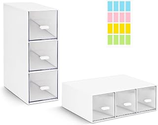 2 Pcs Plastic Tea Bag Organizer with 3 Drawers, Clear Lid Tea Bag Storage