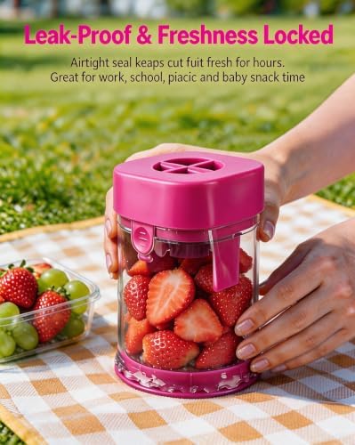 Grape Cutter & Strawberry Slicer, Baby-Led Weaning Cutter, Pink - Image 5