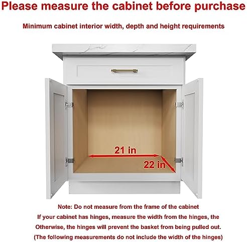 Pull Out Cabinet Organizer 20"W x 21"D Wood and Wire Storage Shelf