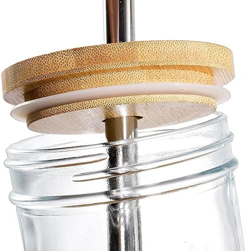 6 Pack Glass Cups with Lids and Straws, 24 oz Mason Jar Smoothie Cup Aesthetic Cute Glass Tumbler Coffee Beer Can Cups Boba Cup for Bubble Tea, Juice, Gift