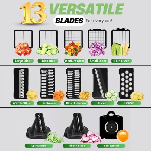 HEARTHLY Vegetable Chopper with 13 Blades, Onion Cutter, Egg & Mandoline Slicer, Food Chopper with Container – Essential Kitchen Gadget for Meal Prep & Cooking Convenience - Image 3