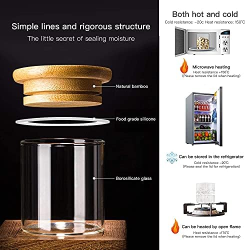 20 Pcs Glass Spice Jars with Airtight Bamboo Lids, Labels and Pen, 2.5oz Mini Clear Food Storage Containers for the Pantry, Kitchen Canisters for Tea, Herbs, Sugar, Salt, Coffee and More