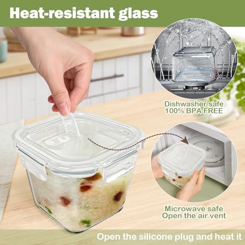 Borosilicate Glass Soup Containers with Lids, 4 Cup/32 oz, 4 Pack