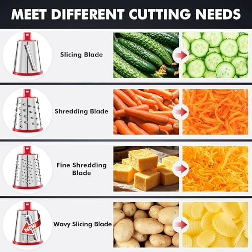 Upgraded Rotary Cheese Grater Hand Crank, Vegetable Shredder Slicer