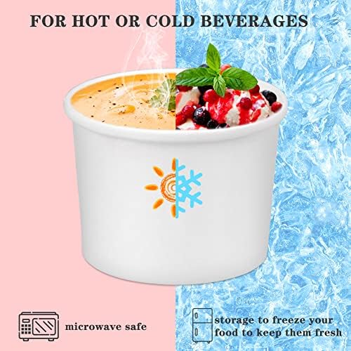 Wuadua 12 oz Disposable White Paper Soup Containers with Lids- 50 Pack - Image 6