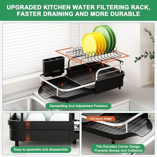 Dish Drying Rack for Kitchen Counter,Expandable 15-22.4 in,Dish Drainer