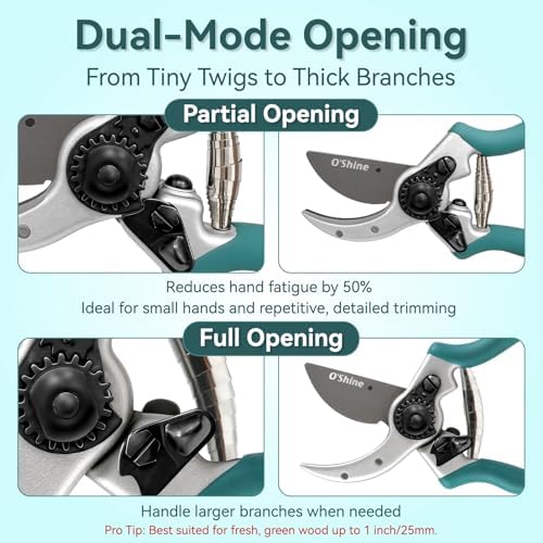 8.5" Premium Ergonomic Bypass Pruning Shears - Heavy Duty Secateurs