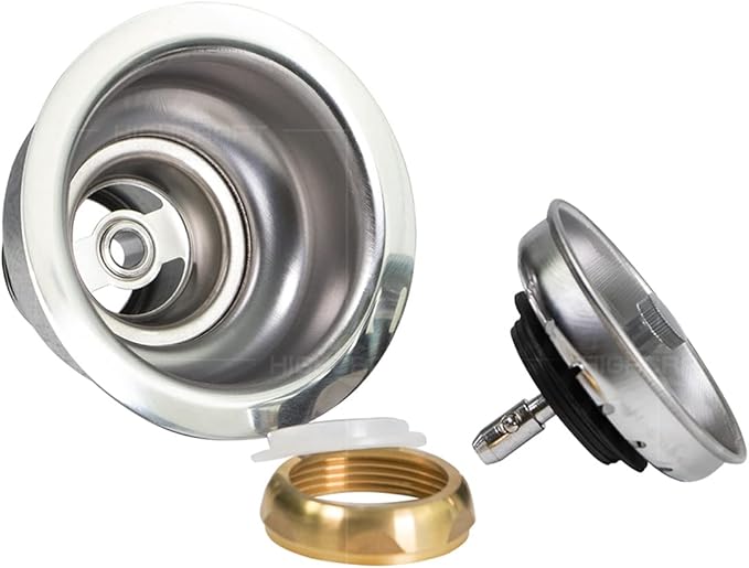 Highcraft 9754 Kitchen Sink (3-1/2 Inch) Stainless Steel Drain Assembly With Strainer Basket and Snaplock Stopper Long Extended Shank (3-3/4 Inch)