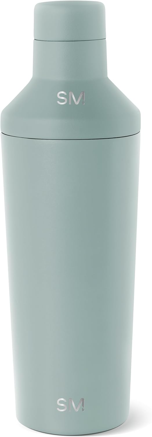 Simple Modern Cocktail Shaker Set with Jigger Lid | Stainless Steel Boston Shaker Insulated Martini Mixer for Mocktails | Gifts for Men Women Him Her | Classic Collection | 20oz | Sea Glass Sage