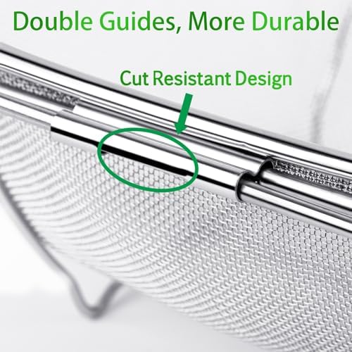 6-Quart Large Over The Sink Colander, Heavy Duty 40% Thicker 18/8 Stainless Steel Fine Mesh Strainer Basket with Expandable Rubber Grip Handles - Strain, Drain, Rinse Fruits, Vegetables