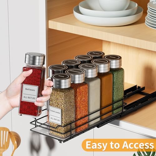 Pull Out Spice Rack Organizer, 1 Tier,4.5" Wx10.5 Dx2.5 H
