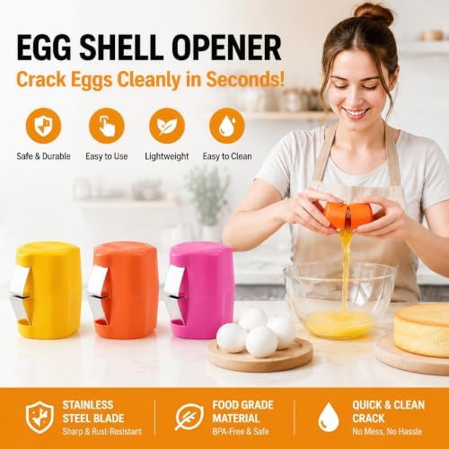 Egg Shell Opener, 2-in-1 for Raw & Boiled Eggs，Pink - Image 2