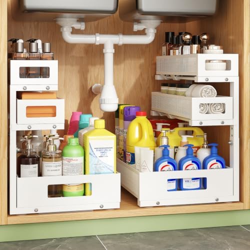 Under Sink Organizer,3-Tier Heavy Duty Pull out Cabinet Organizer Shelf
