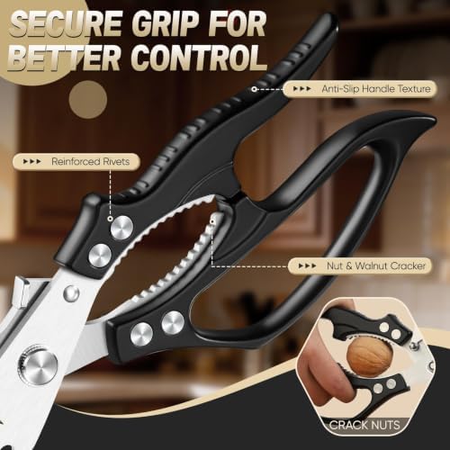 Poultry Shears Set Black - All Purpose Heavy Duty Kitchen Shears