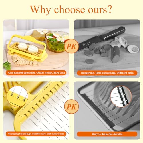 Larger Banana Slicer Egg Slicer for Hard Boiled Eggs, Stainless Steel & Aluminium Wires Strawberry slicer Multipurpose Heavy Duty Dishwasher Safe Banana Cutter slicer - Image 3