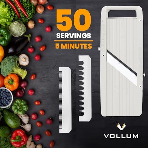 Vollum Wide Japanese Mandoline Slicer for Kitchen – Professional Slicer Vegetable Cutter with Interchangeable Stainless Steel Blades – Food Manual Slicer Handheld Mandoline Slicer - Image 5
