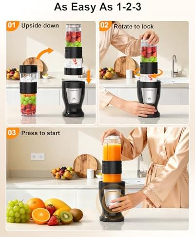 10-Piece Portable Personal Blender, 650W Smoothie Blenders - Image 4