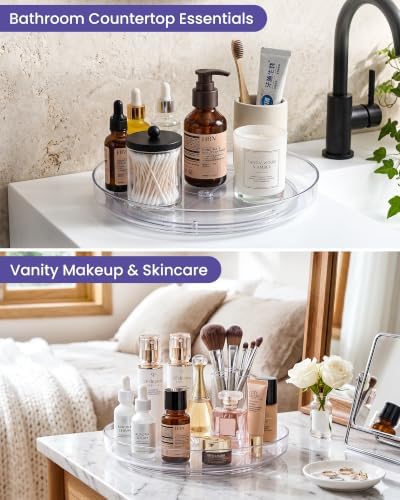 4 Pack 9 Inch Clear Acrylic Lazy Susan 360° Turntable Organizer Spice Rack