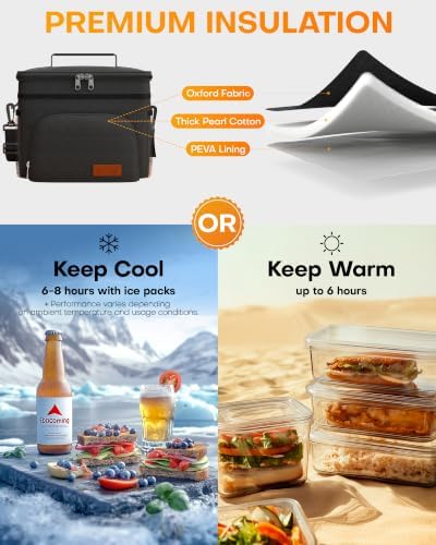 Insulated Lunch Box Men Women Leak-Proof Cooler Lunch Bag 15L