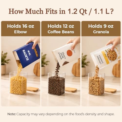 Glass Storage Containers with Lids 1.2 Qt, Set of 4 Food Storage Jar