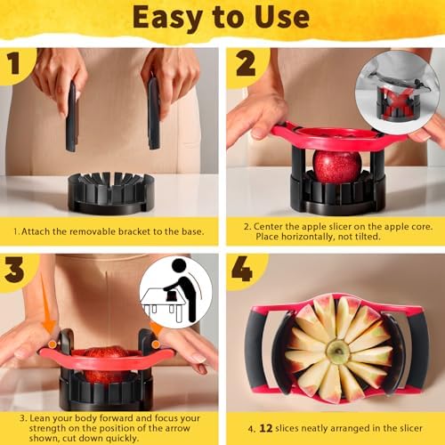 Newness 5.12-In Extra Large Apple Slicer Corer, 12-Blade Cutter