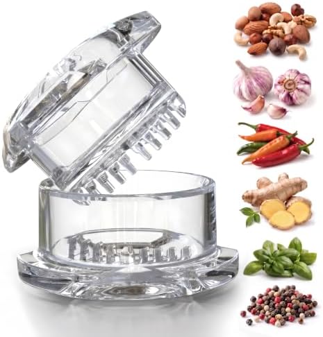 NexTrend Garlic Twister 4th Gen, clear manual garlic mincer for ginger, herbs and nuts by NexTrend
