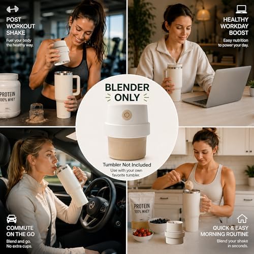 Richboyz Personal Size Blender Lid for 30oz & 40oz Wide Mouth Tumblers: Rechargeable Portable Smoothie Mixer for Protein Shakes, Gym & Travel - Image 5