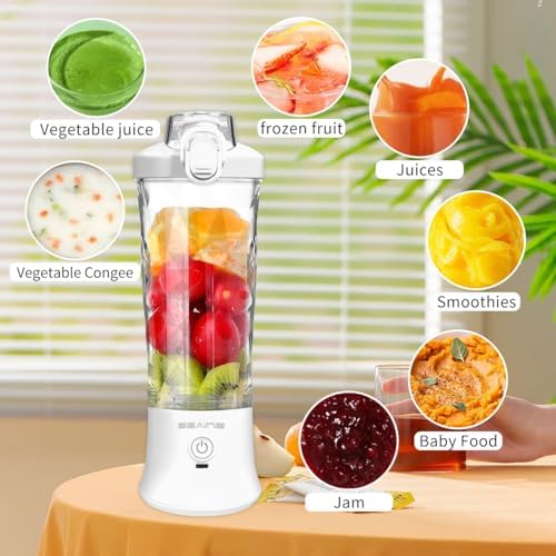 Portable Blender with 20 Oz Travel Cup, 6 Blades, USB Rechargeable for Shakes, Smoothies, Gym, Kitchen and Outdoors (White) - Image 4