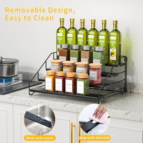 4 Tier Spice Rack Organizer for Cabinet, Depth Adjustable Spice Rack,1 Pack