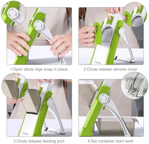 Safe Mandoline Slicer for Kitchen, 5 in 1 Vegetable Food Chopper, Potato French Fry Cutter, Fruit Slicer, Adjustable Thickness 0.1-8 mm, Kitchen Chopping Artifact Fast Meal Prep - Image 4