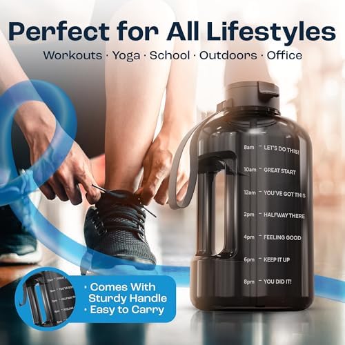 1 Gallon Water Bottle with Motivational Quotes