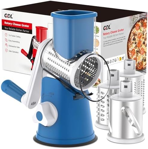 GDL Cheese Grater Hand Crank, Rotary Cheese shredder, Vegetable Slicer by GDL