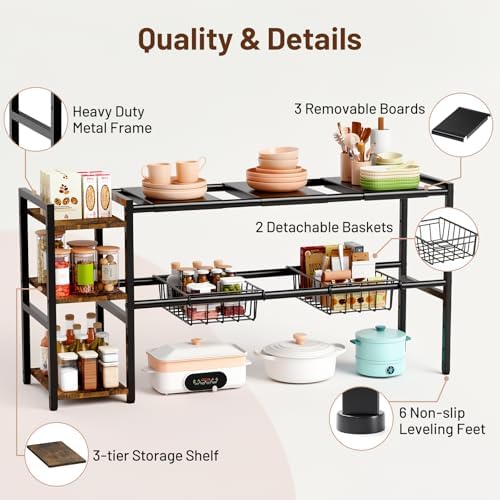 Expandable Under Sink Cabinet Organizer Rack and Storage Shelf