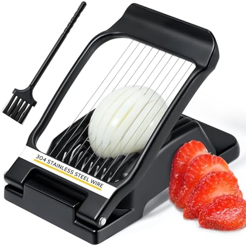 Egg Slicer for Hard Boiled Eggs & Strawberry Soft Foods, Heavy Duty, Black by Sopito