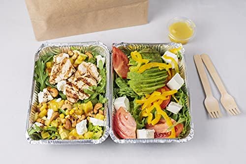 Aluminum Pans with Lids (50-Pack, 8.5"×6") 2.25 LB Capacity Foil Food Containers with Lids - Disposable Tin Foil Pans - for Baking, Meal Prep and Freezer, Takeout (50)
