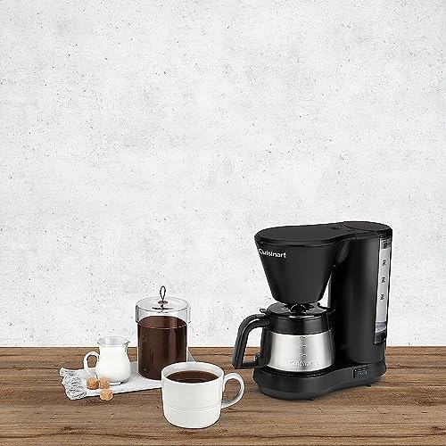 5-Cup Coffee Maker with Stainless Steel Carafe, Coffee Machine with Removable Water Reservoir, Charcoal Water Filter, 30-Minute Keep Warm, and Brew Pause, DCC-5570NAS, Stainless Steel