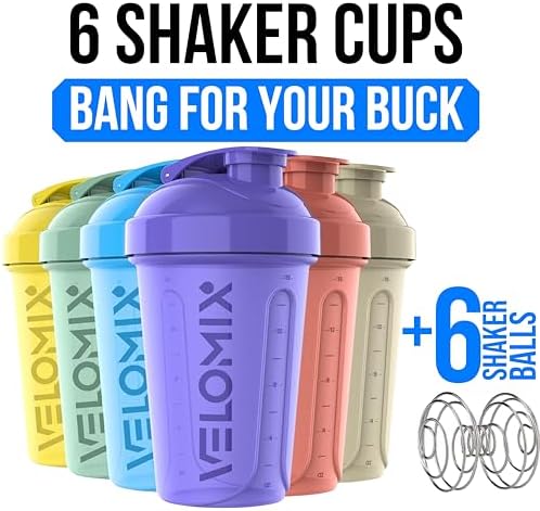 6 Pack 20oz Shaker Cups for Protein Shakes, Pastel Shades